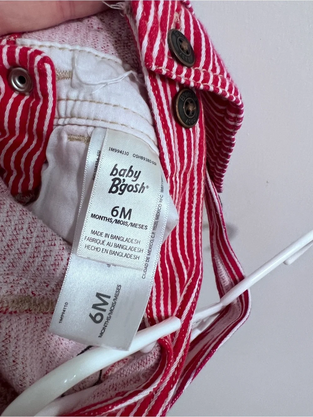 OshKosh B'gosh Red and White Striped Overalls 6-9months